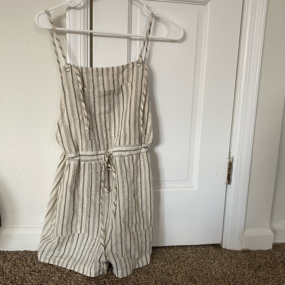 Easel black stripe overal romper